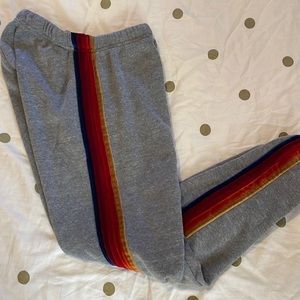 Aviator Nation Classic Women’s Sweat Pants -Heather grey with velvet stripes